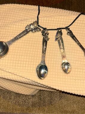 Decorative Silver-Tone Butterfly & Bird Spoon Necklace - Silver Accent